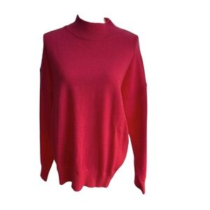 Women’s Fucsia Acrylic Mock Neck  Sweater EUC